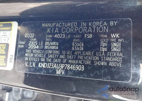 2023 Kia Soul S из США, поврежденный, VIN KNDJ23AU3P7846903